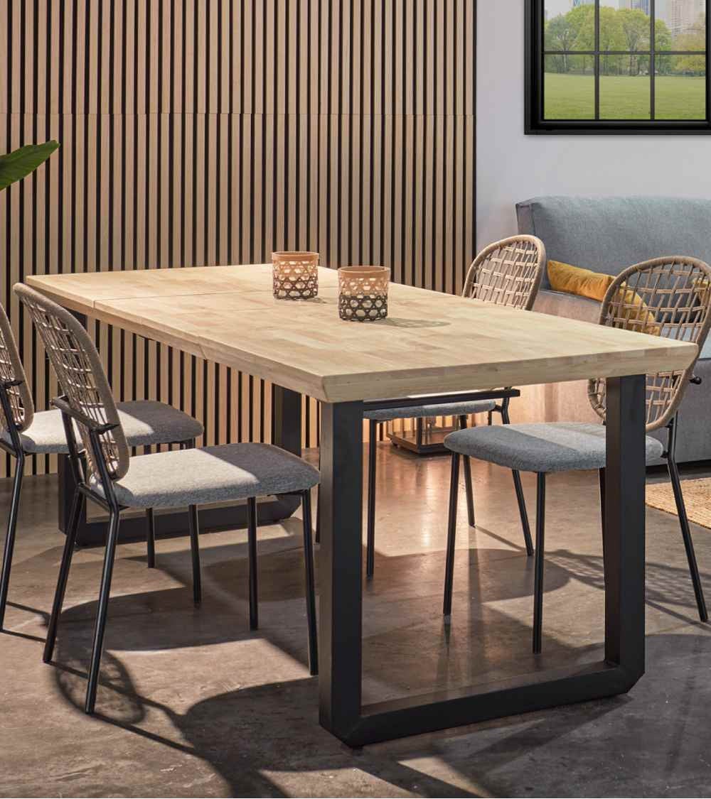 Mesa comedor extensible JACK, estilo industrial, de 140 hasta 220 cm ancho patas metalicas en negro Roble Nordish - 8