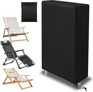 Housses De Chaise Longue Extérieur LCGOD - Noir - Lot De 2 Pièces - Protection Contre Intempéries