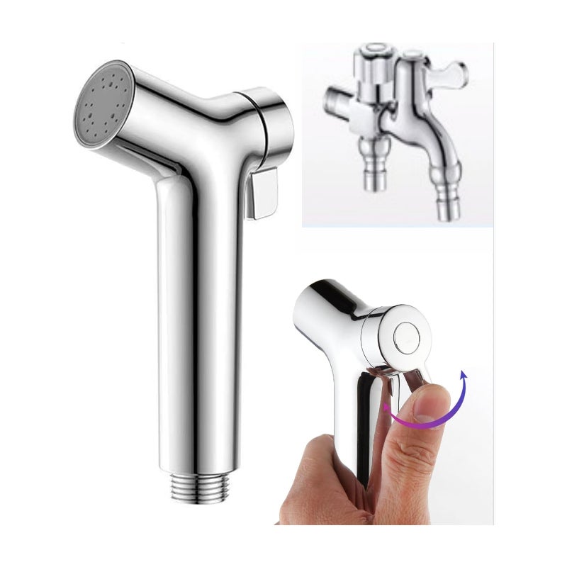 Ręczna słuchawka bidetowa, pistolet z regulowanym ciśnieniem + uchwyt + teleskopowy wąż o długości 3 metrów + kran z czystej miedzi