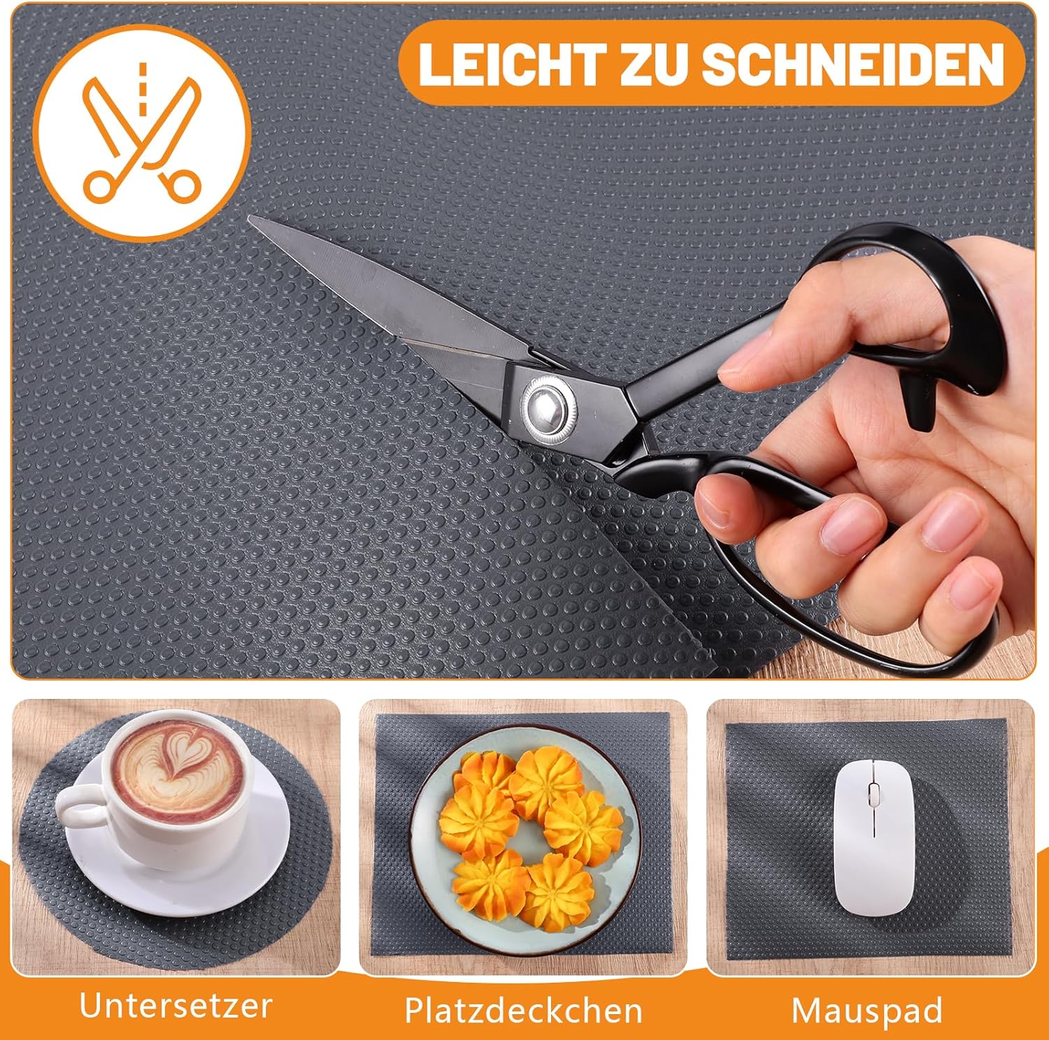 Tapis antidérapant sans adhésif, imperméable et résistant aux graisses, idéal pour les étagères, la cuisine et les tiroirs, gris, 45 x 600 cm - 3