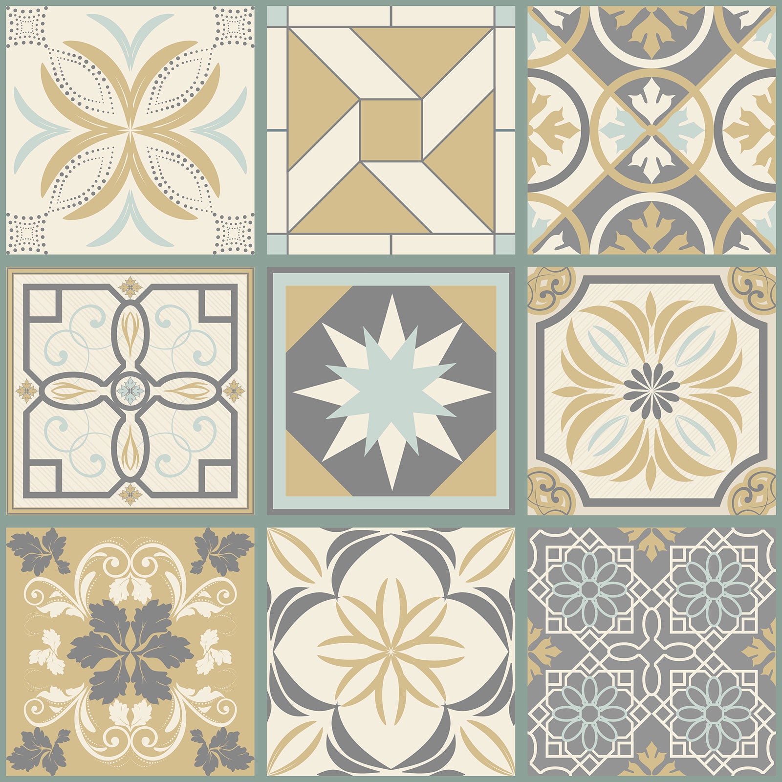 Crédence adhésive sticker pour cuisine - Effet carreaux de ciment - Adhésif BRILLANT - 60x60 cm - 2