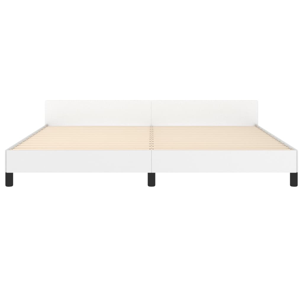 Maison Exclusive - Estrutura cama c/ cabeceira couro artificial 200x200 cm branco - 6