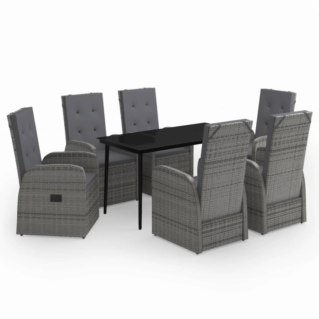 Maison Exclusive - Set da Pranzo da Giardino 7 pz con Cuscini Grigio - 2