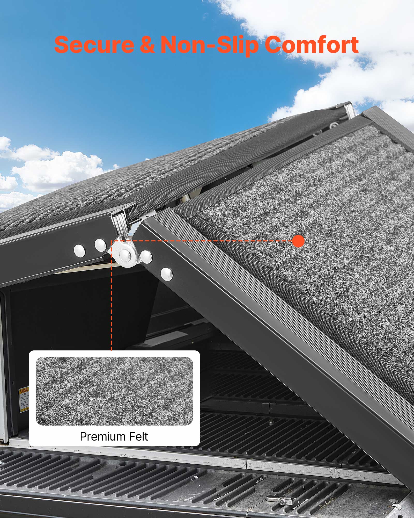 Rampa para perro VEVOR, plástico, 160x43,2 cm, 113 kg, plegable, superficie de fieltro antideslizante, compatible con SUV/camiones, exterior - 3