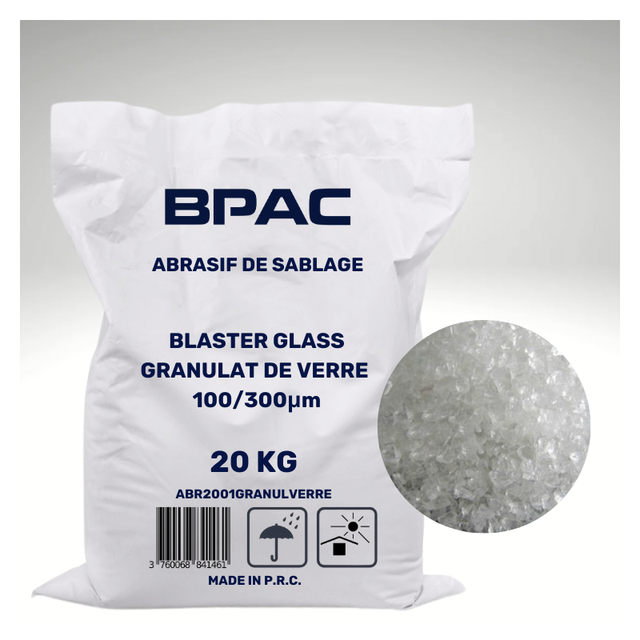 BPAC BLASTERGLASS Abrasif Verre 20 KG - Abrasif Sablage 100-300