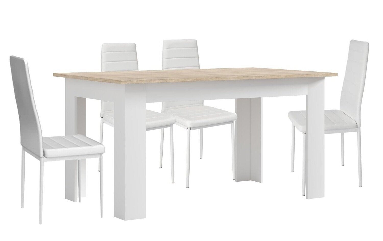 Saldos Y Stocks  Pack Mesa De Comedor O Cocina Y Cambria + 4 Sillas En Polipiel/Metal Blanco , Leroy Merlin