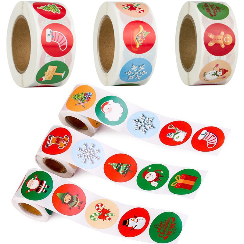 500 pièces 2,5cm Etiquette Autocollantes Noel, Autocollants Décoratifs Décoration de fête étiquettes de Noël -1pc - 3