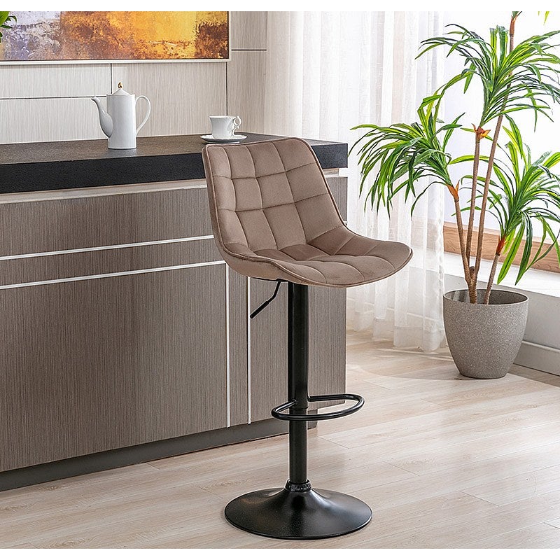 Zestaw 2 stołków barowych LIMA II – welur i metal – kolor beżowy