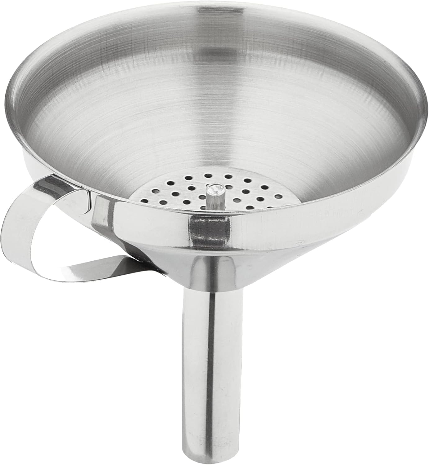 Lejek z uchem INOX Średnica 10 cm, Srebrny, wykonany ze stali nierdzewnej z uchwytem i szczotką do czyszczenia, wielofunkcyjny lejek spożywczy