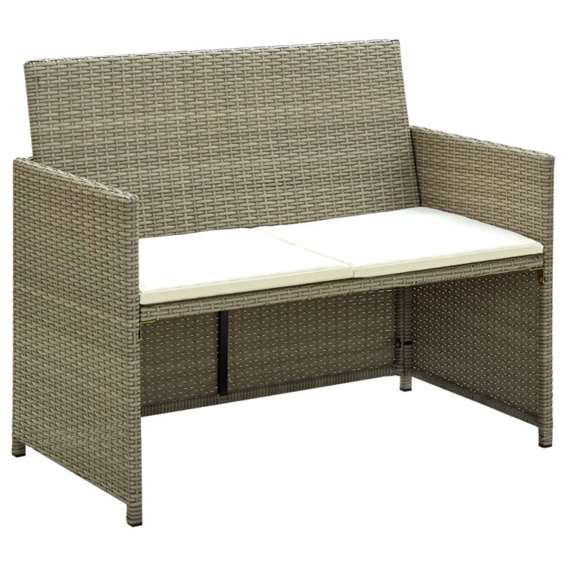 2-osobowa sofa ogrodowa z poduszkami, polirattan, beżowa vidaXL