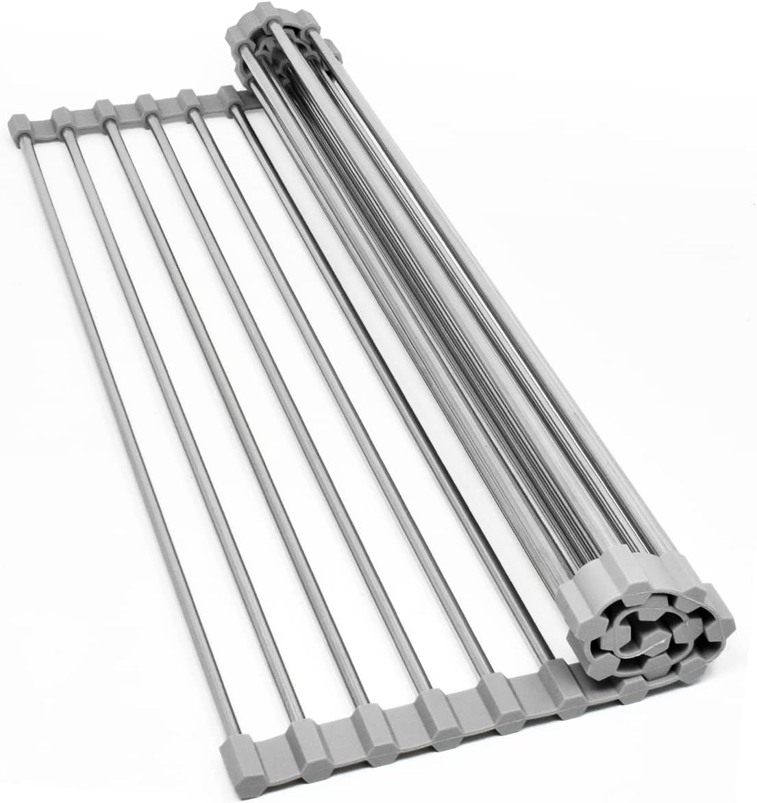 Égouttoir Triangulaire Enroulable Pour évier - Acier Inoxydable 304 Et Silicone, Gain De Place - 3