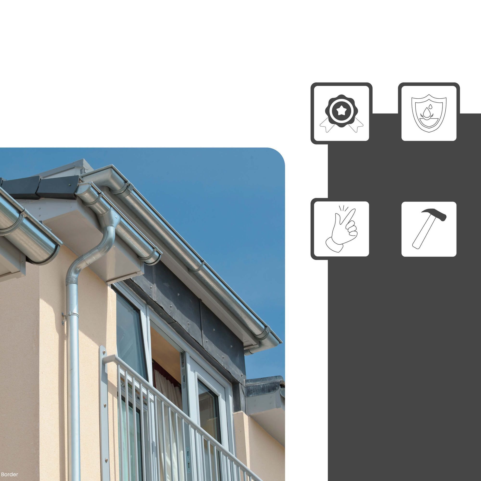 Gouttière zinc complète RG 250 2 m pour abri jardin/carport/terrasse, 1 versant, argent, sans soudure, jusqu'à env. 70 m² ZAMBELLI - 2