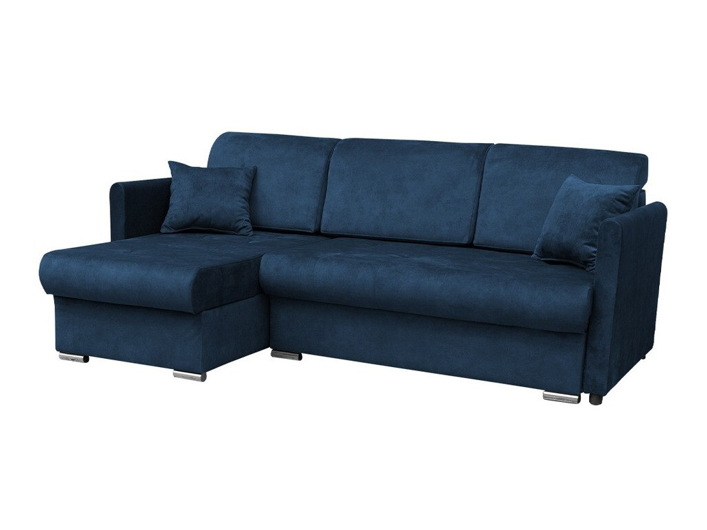 Sofá rinconero carlsbad 115, azul, función de descanso, caja de ropa de cama, 220x148x93cm