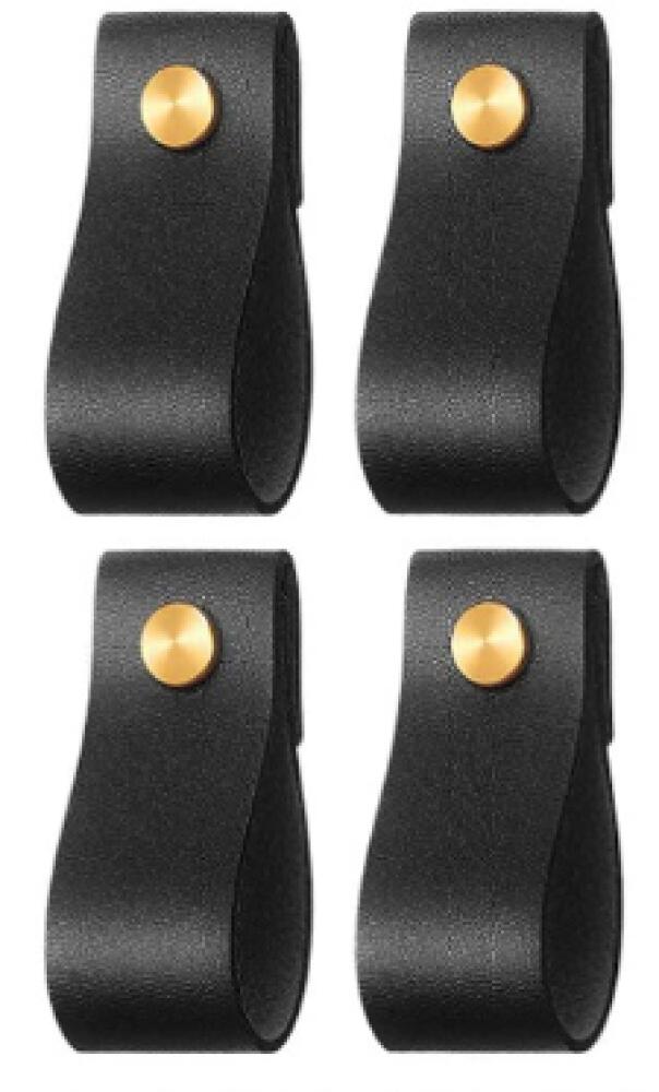 Uchwyty meblowe skórzane Brute Strength – czarne – 6 szt. – 15,2 x 2,4 cm – Uchwyt meblowy, klamka do drzwi kuchennych, łazienkowych, szafek, kom