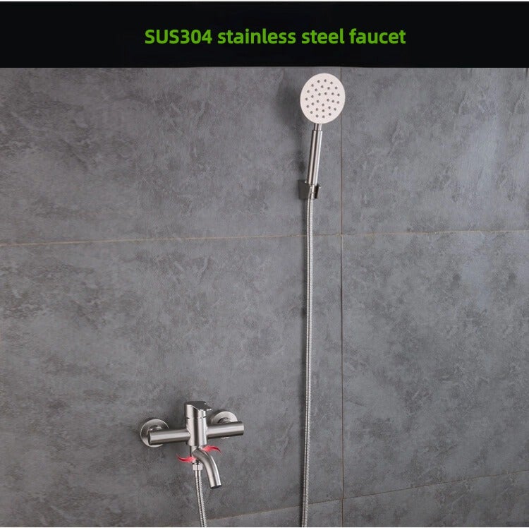 de bains d’acier inoxydable robinets à bac de douche le mur de la salle de bain en triple robinet d’un mélange de vannes sombre - 2