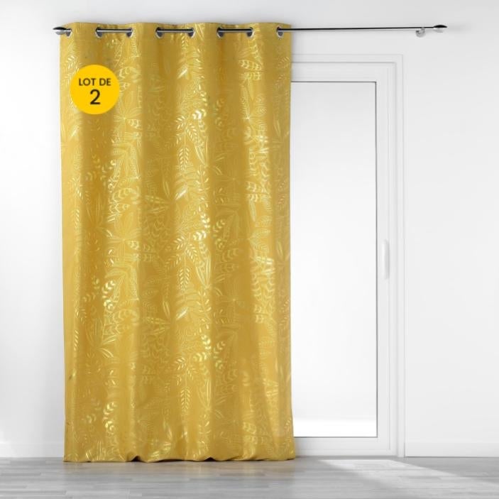Lot De 6 Rideaux Plissés Lafayette – Jaune Diamant – Doublés Et Lestés – 22x108