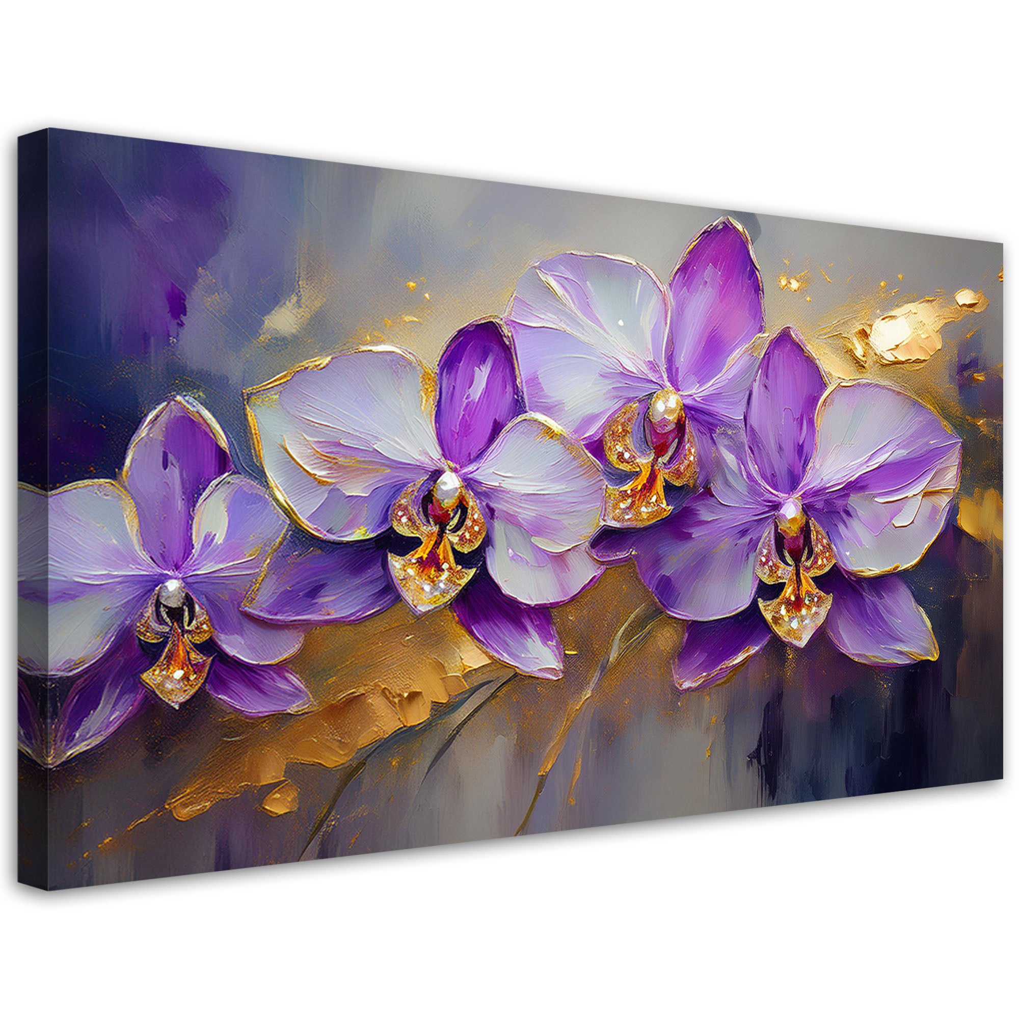 Obraz na płótnie, Malowane Orchidee Kwiaty Fioletowe 120x60