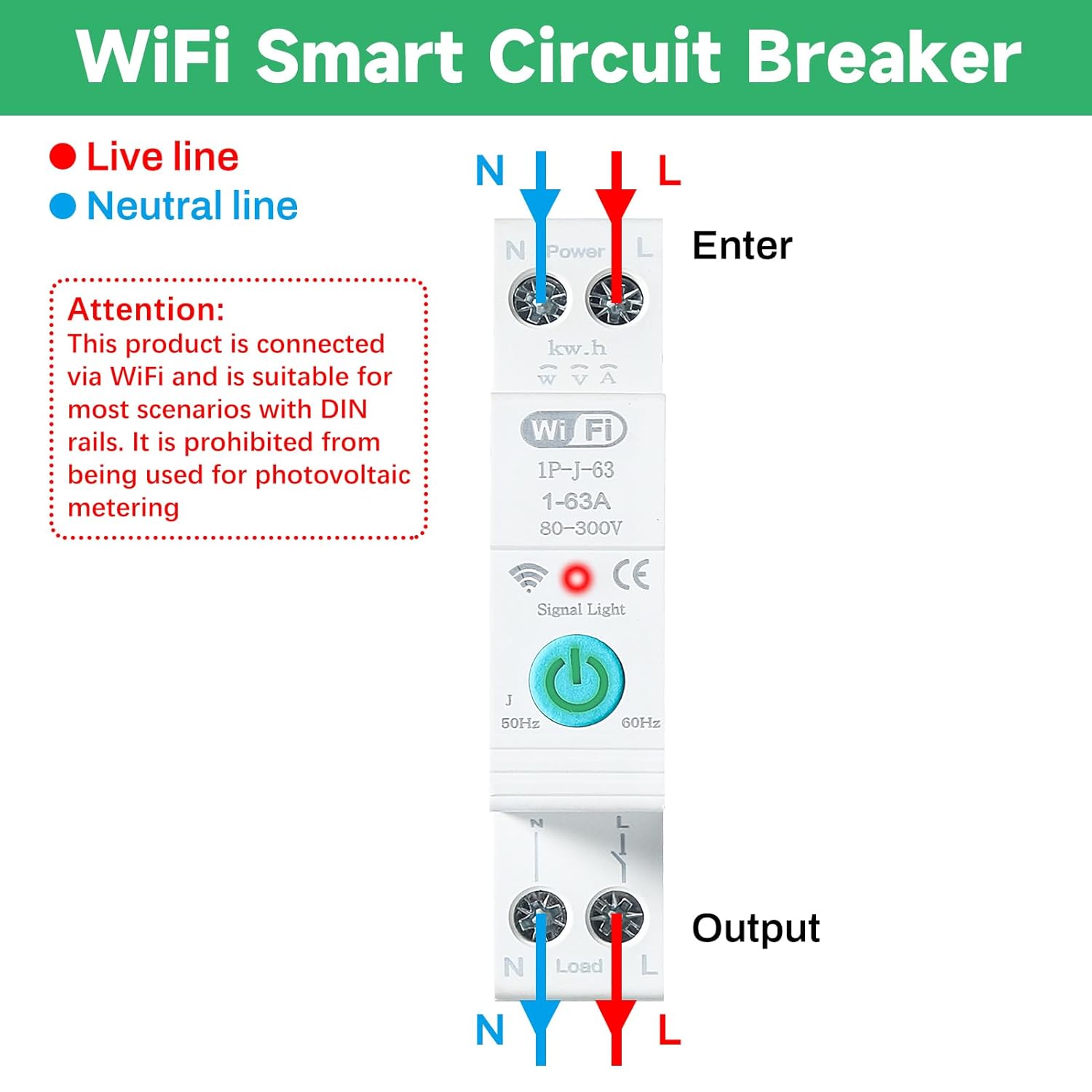 Disjoncteur Connecté 63A, WiFi avec Télécommande, Monté sur Rail DIN, Protection Électrique - 4
