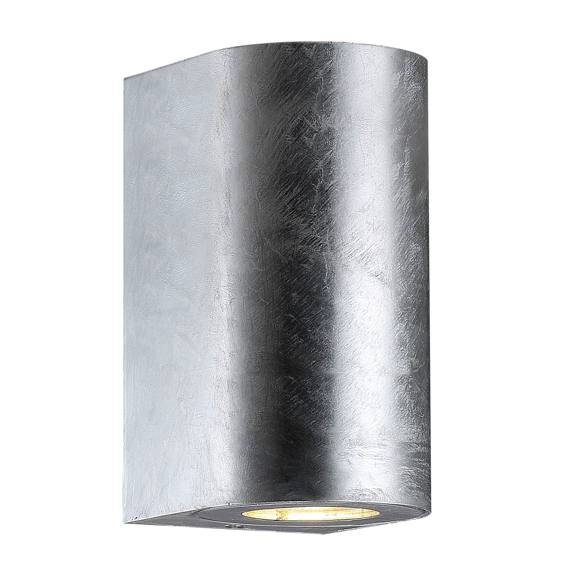 Cylindryczna ocynkowana zewnętrzna lampa ścienna Canto Maxi z 2 punktami świetlnymi ze stali 2xGU10