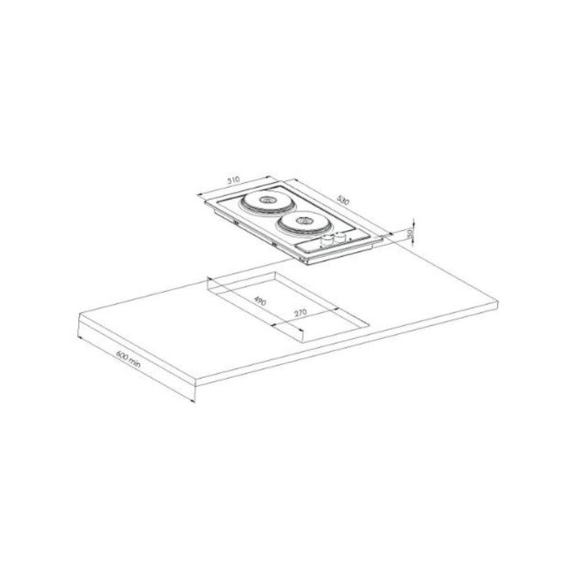 Plaque de cuisson électrique 2 feux avec manettes DOMINO MT+ MODERNA MTAD031Z00 - 2