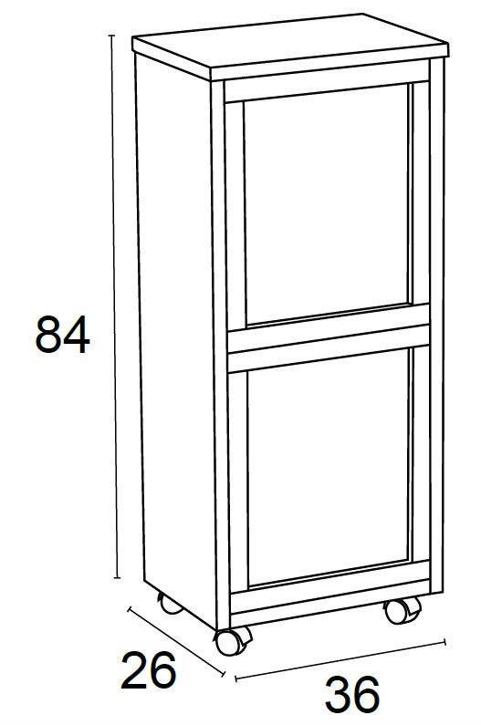 ARIT - Storage MADERA 2, Armario recogedor separado, 2 cestas extraíbles de 12l - Color madera de cerezo - 3