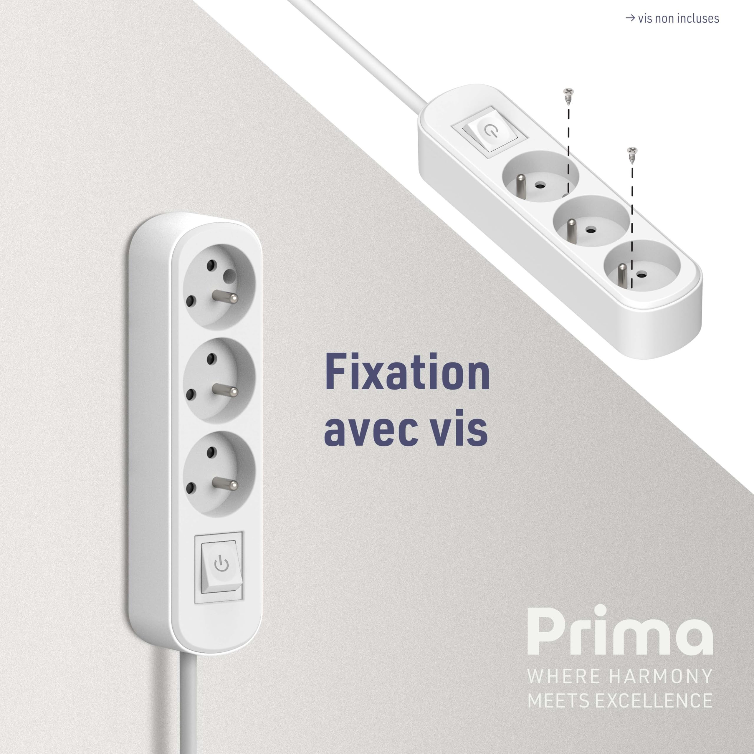 BLOC 3X2P INTER 3G1 1.5M BLANC ELECTRALINE - 32040 - 8