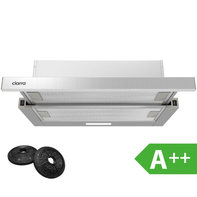 Hotte Tiroir 60cm 370m3/h A++ Recyclage ou Evacuation Hotte Téléscopique Inox CD6906DS