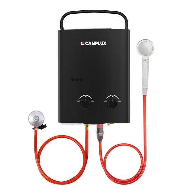 CAMPLUX AY132B Chauffe-eau à Gaz portables de 5L/min 10kW, Chauffe-eau instantanés au gaz propane/butane 30/37mbar Noir