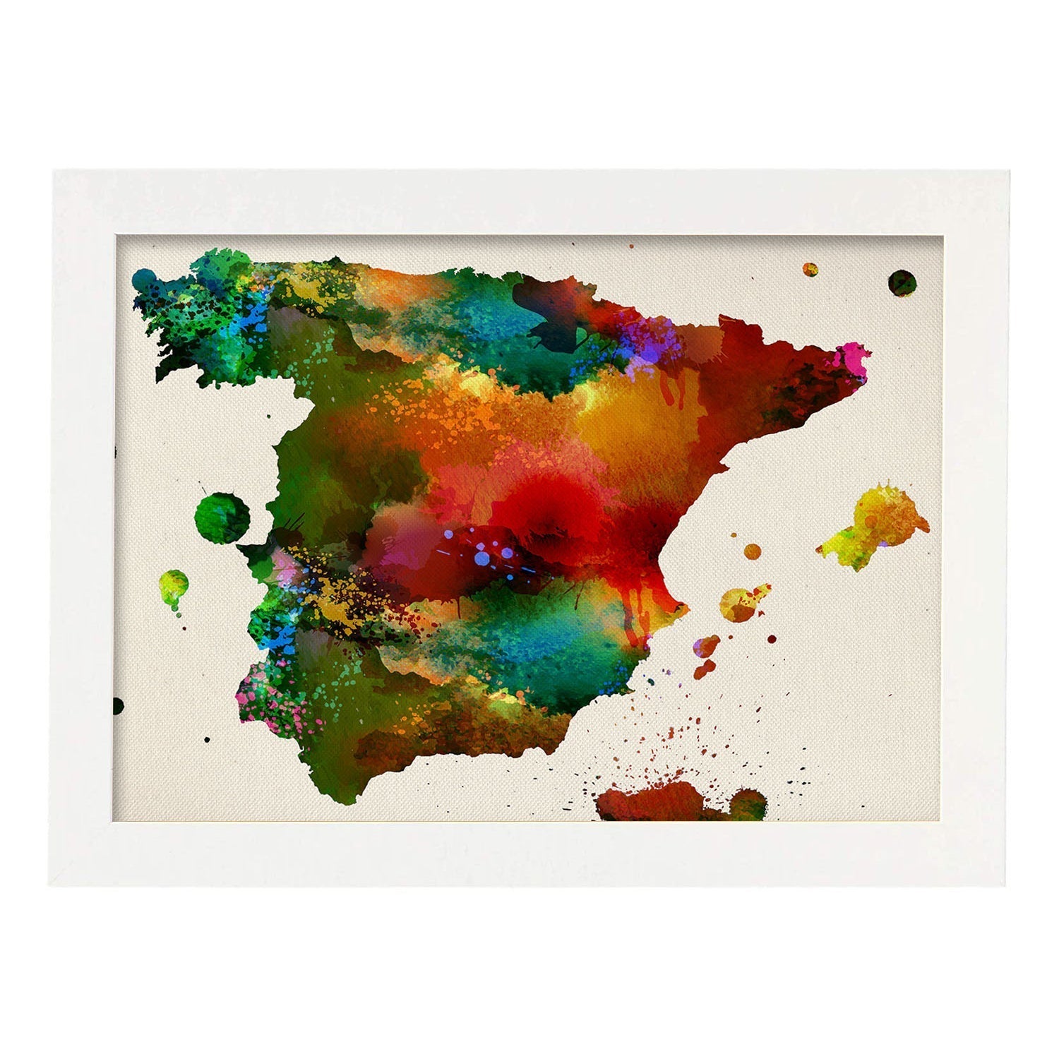 Poster de mapa espana 3. láminas e ilustraciones de ciudades, comunidades, y mapas de espana. marco blanco - a3