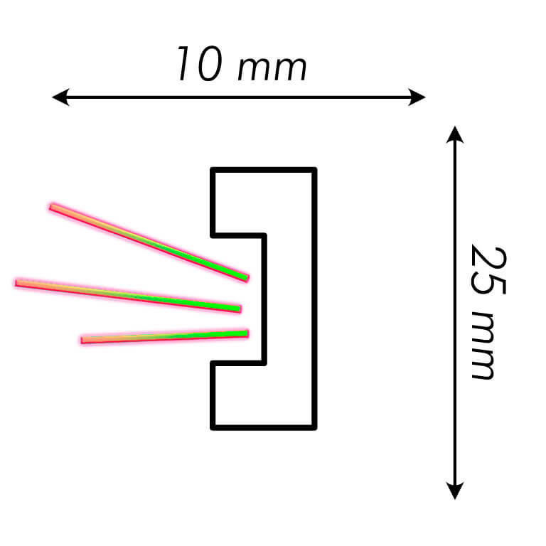 Moldura para LED L2510 - Polimeros extruidos de alta densidad - HIPS - Medidas: 200 x 2,5 x 1 cm - Bovelacci - 2