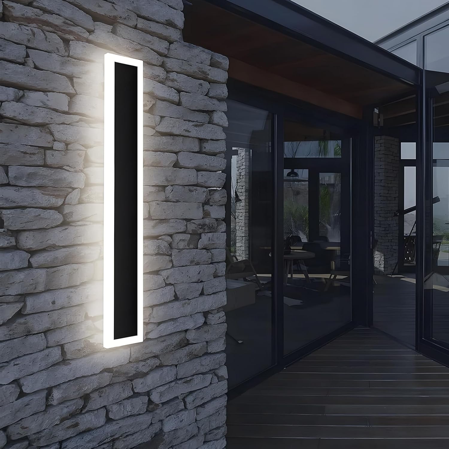 Zewnętrzna lampa ścienna 11 W, IP65, wodoodporna, światło białe zimne 6 000 K, wykonana z akrylu, czarna, 40 cm, 110-240 V