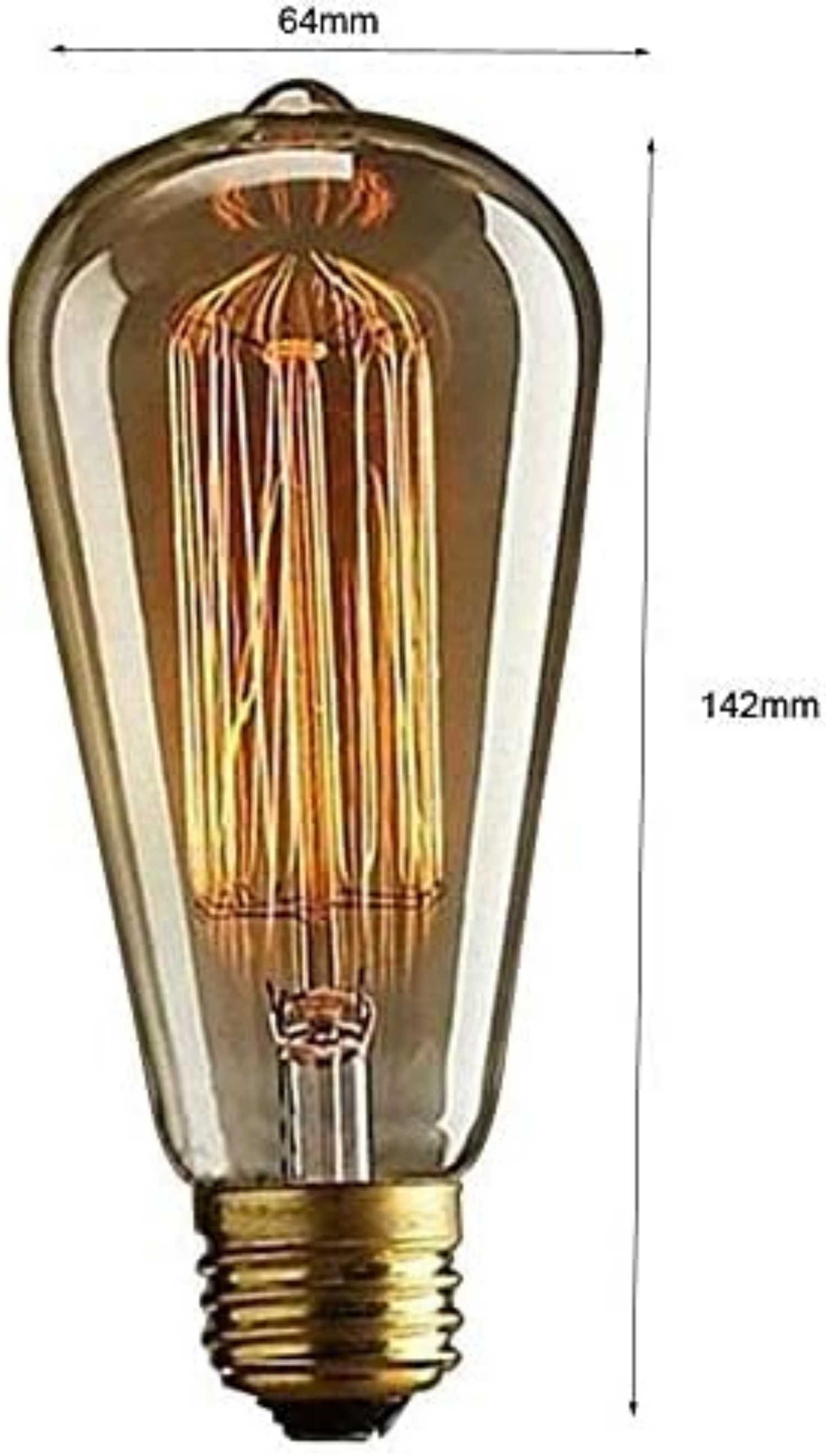 Ampoule à incandescence vintage Edison E27 à filament 40 W ST64, style industriel rétro, blanc chaud, décorative, lot de 3 - 3