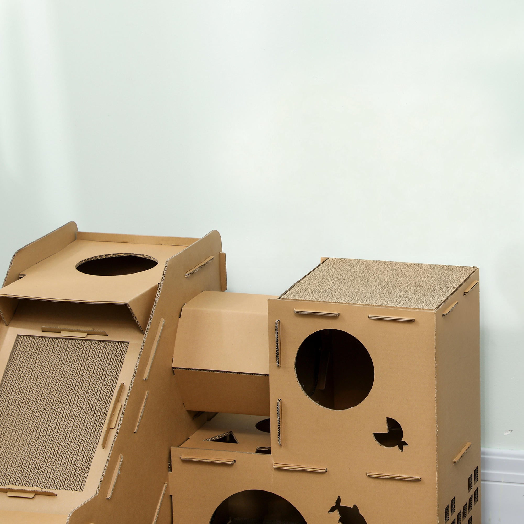 Arranhador para Gatos PawHut Cartão Corrugado Castanho 78x66x57 cm D30-892V00BN - 5