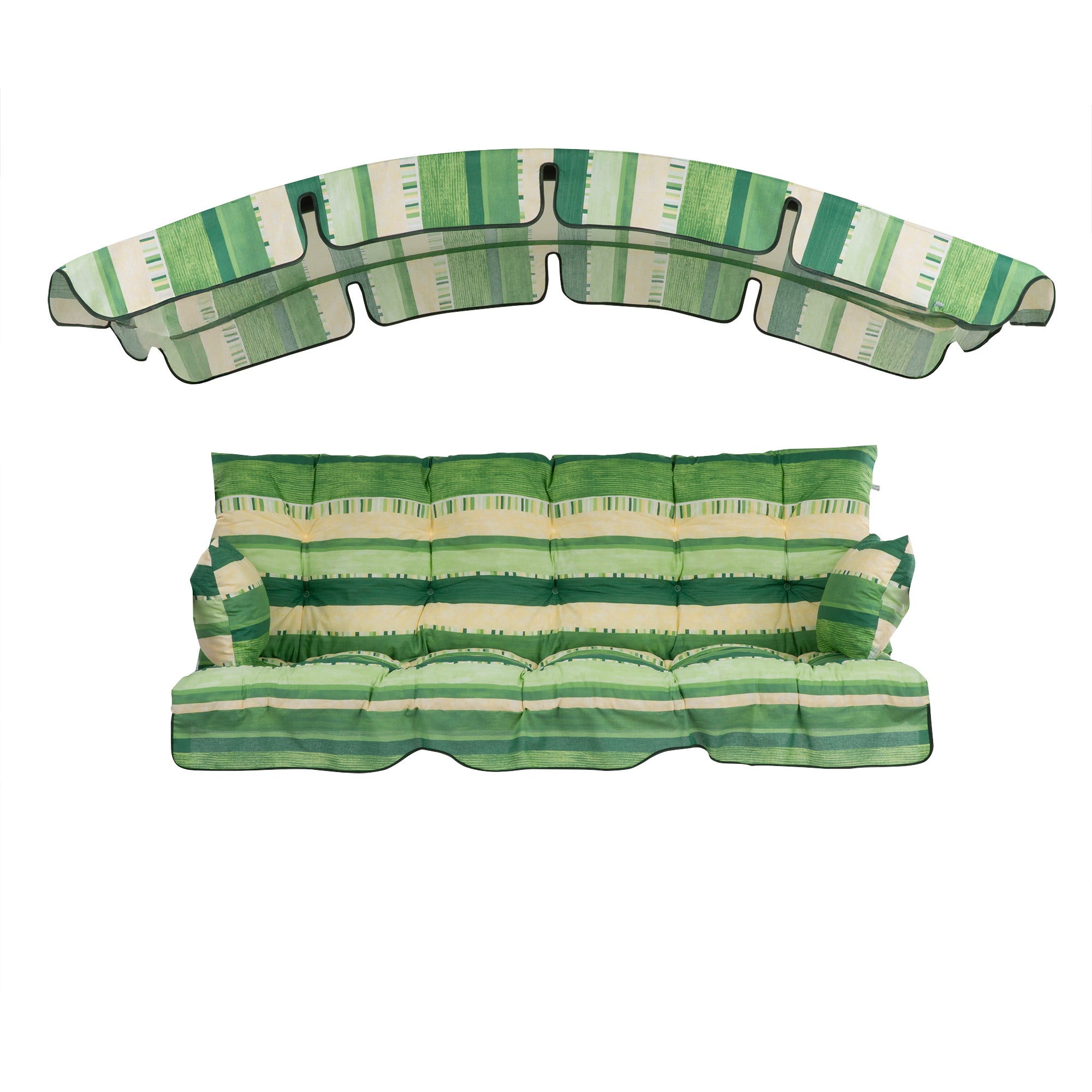Poduszki na huśtawkę 170 cm z daszkiem Ravenna zielono-beżowe Patio