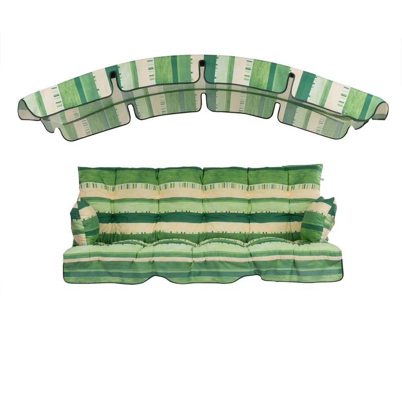 Poduszki na huśtawkę 170 cm z daszkiem Ravenna zielono-beżowe Patio