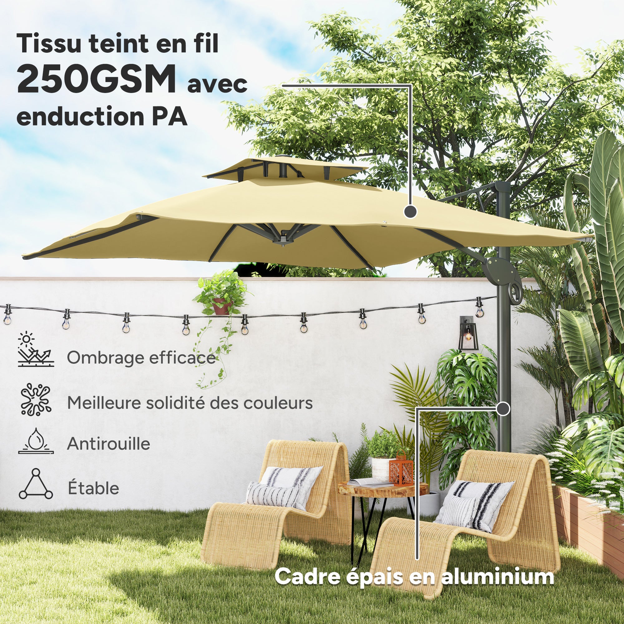 Parasol déporté Aluminium Outsunny - 6