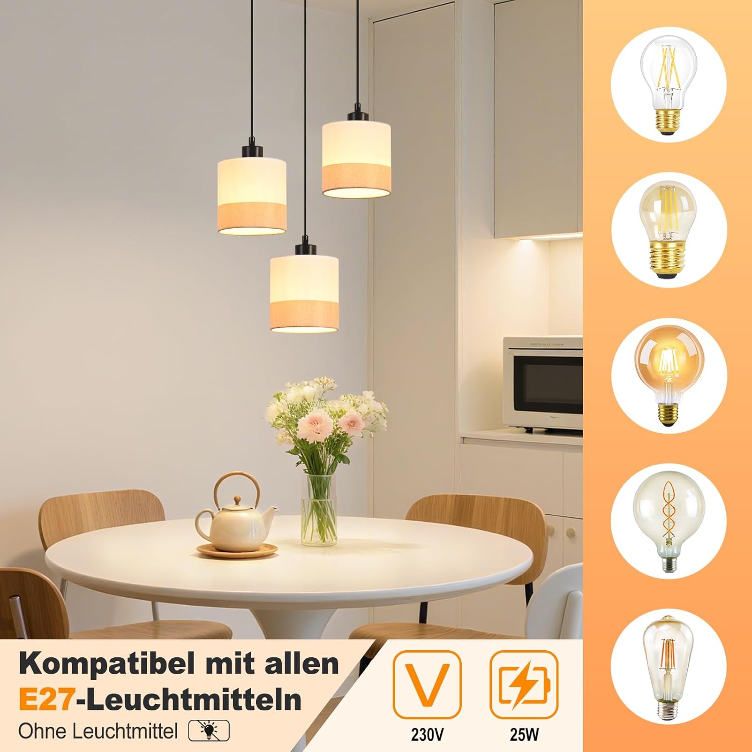 GBLY Lámpara Colgante Vintage , Negra, De 3 Luces, Altura Ajustable E27 De Cristal Para Cocina Dormitorio Y Salon Sin Bombilla 85891165