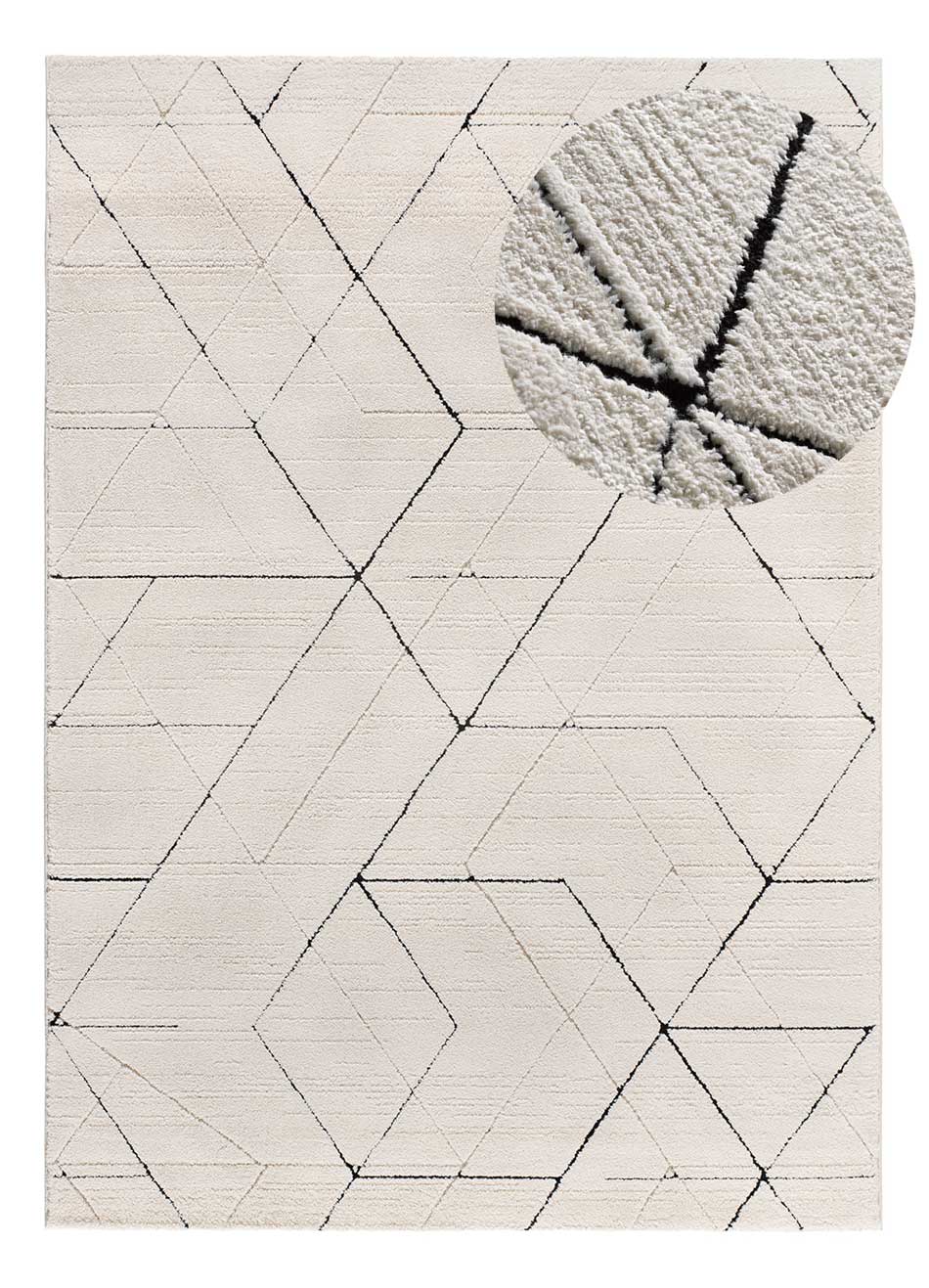 Alfombra interior blanco rectangular 120 x 170 cm TURIN geométrico con relieve - ATTICGO - 2