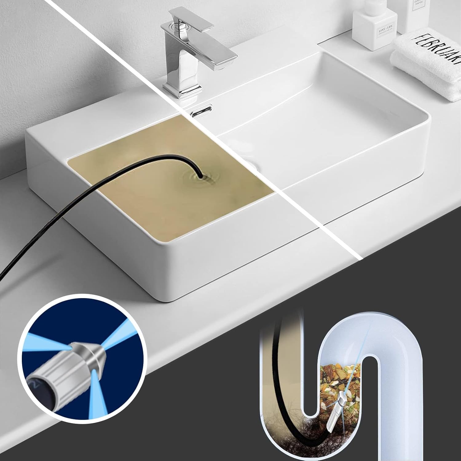 Tuyau Déboucheur Canalisation karcher 20M,180Bar 60℃, furet karcher compatible avec Adaptateurs pour Karcher K2-K7, Lavor, Interpump, Bosch - 5