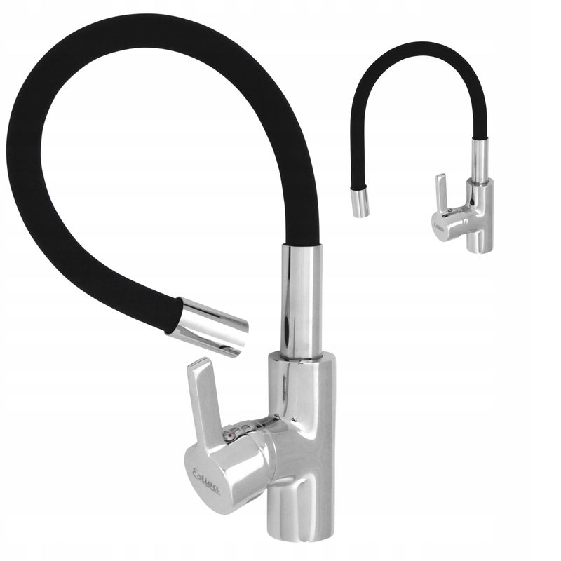 Bateria kuchenna Estiva Onda czarna wylewka elastyczna