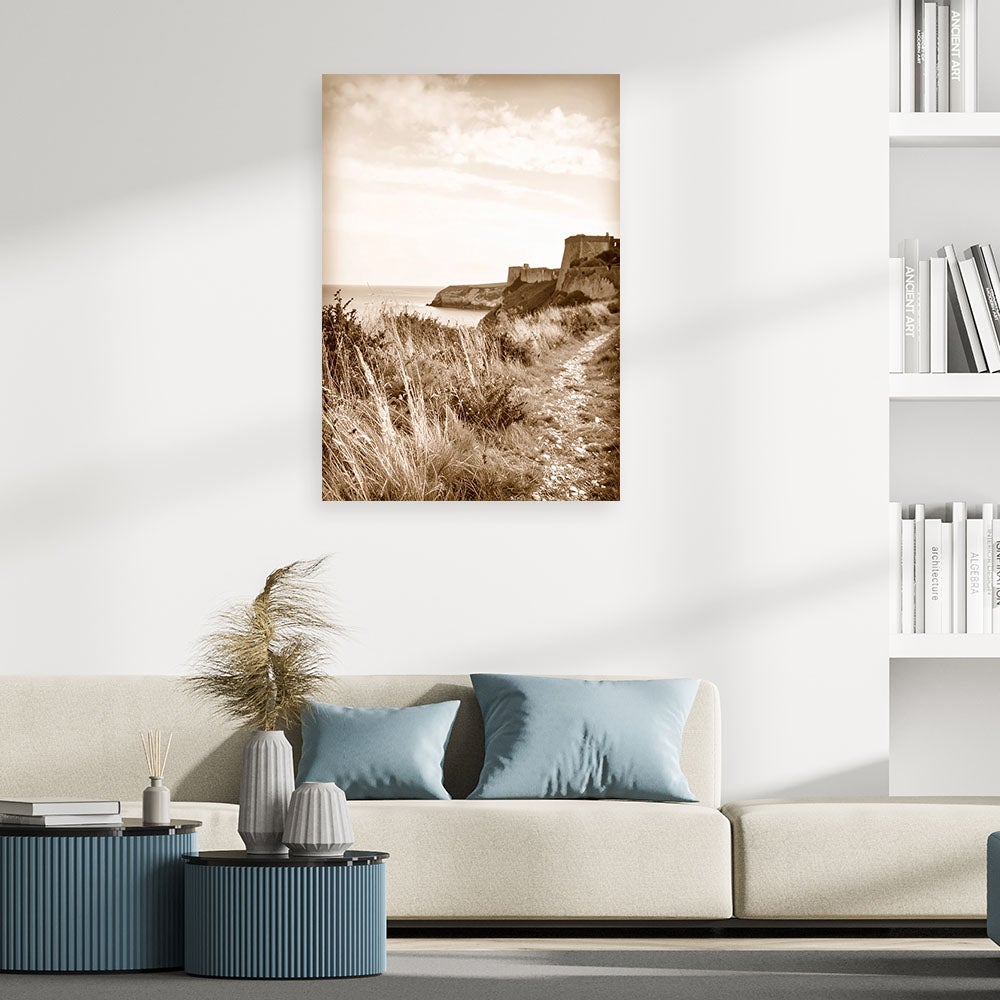 Obraz do salonu sypialni biura, Krajobraz morski sepia klif skały w stylu vintage 40x60 - 2