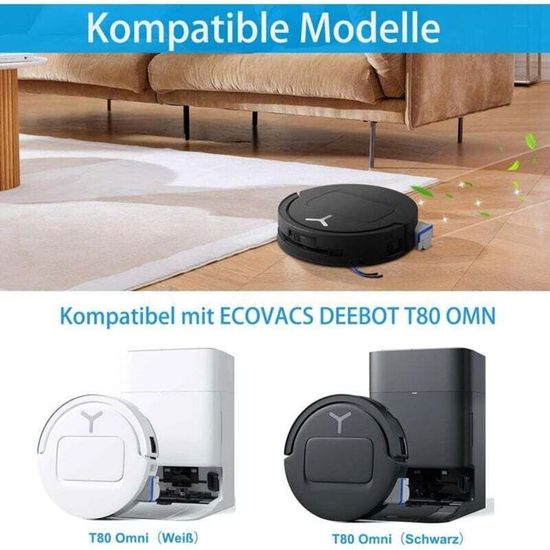 Accessoires pour Ecovacs Deebot T80 Omni, 1 brosse principale, 6 sacs à poussière, 2 chiffons de nettoyage, 2 filtres, 4 brosses - 3
