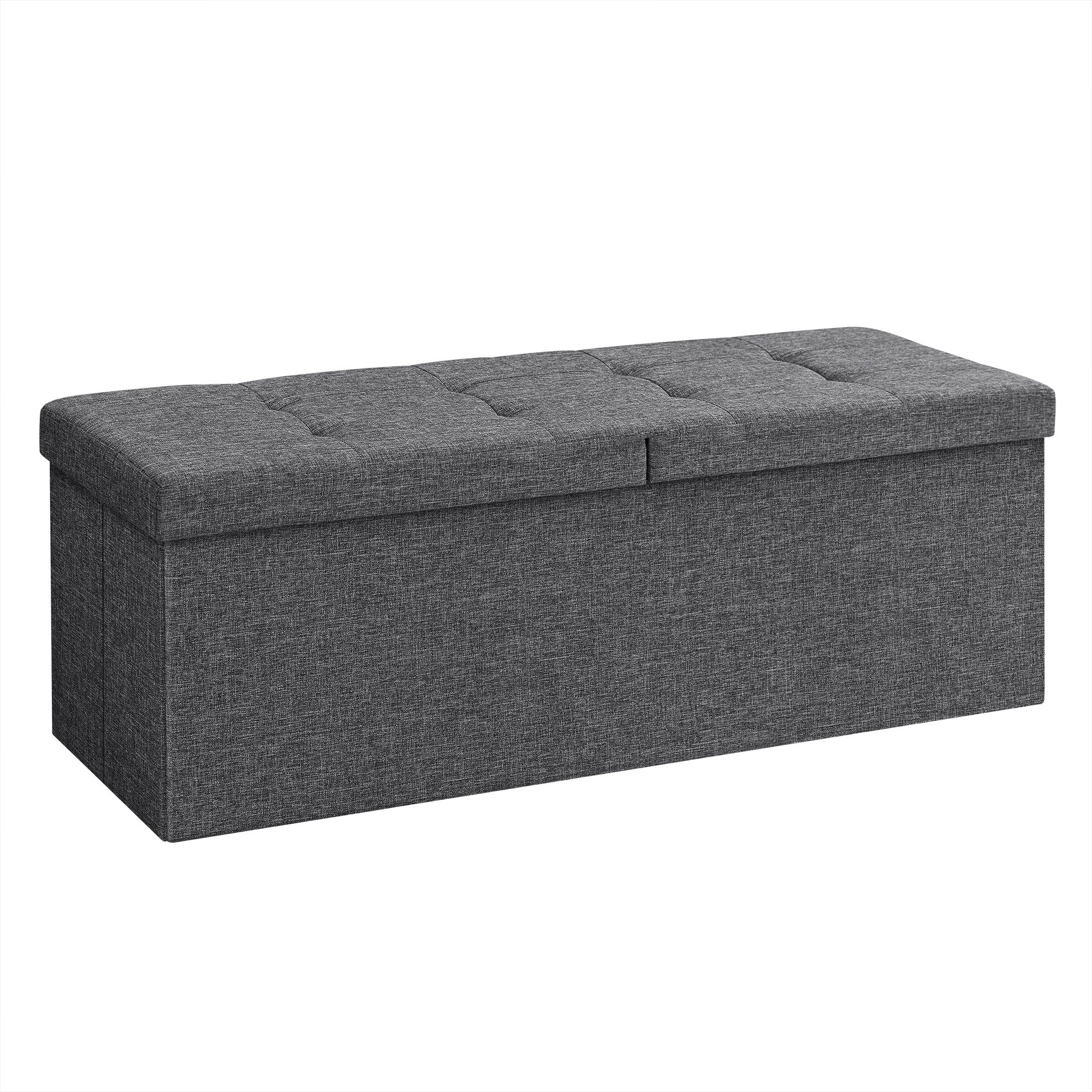 Songmics  Puff Almacenaje Plegable, Banco Con Tapa Abatible, 38 X 110 X 38 Cm, Taburete Con Reposapiés, 300 Kg, Gris , Leroy Merlin
