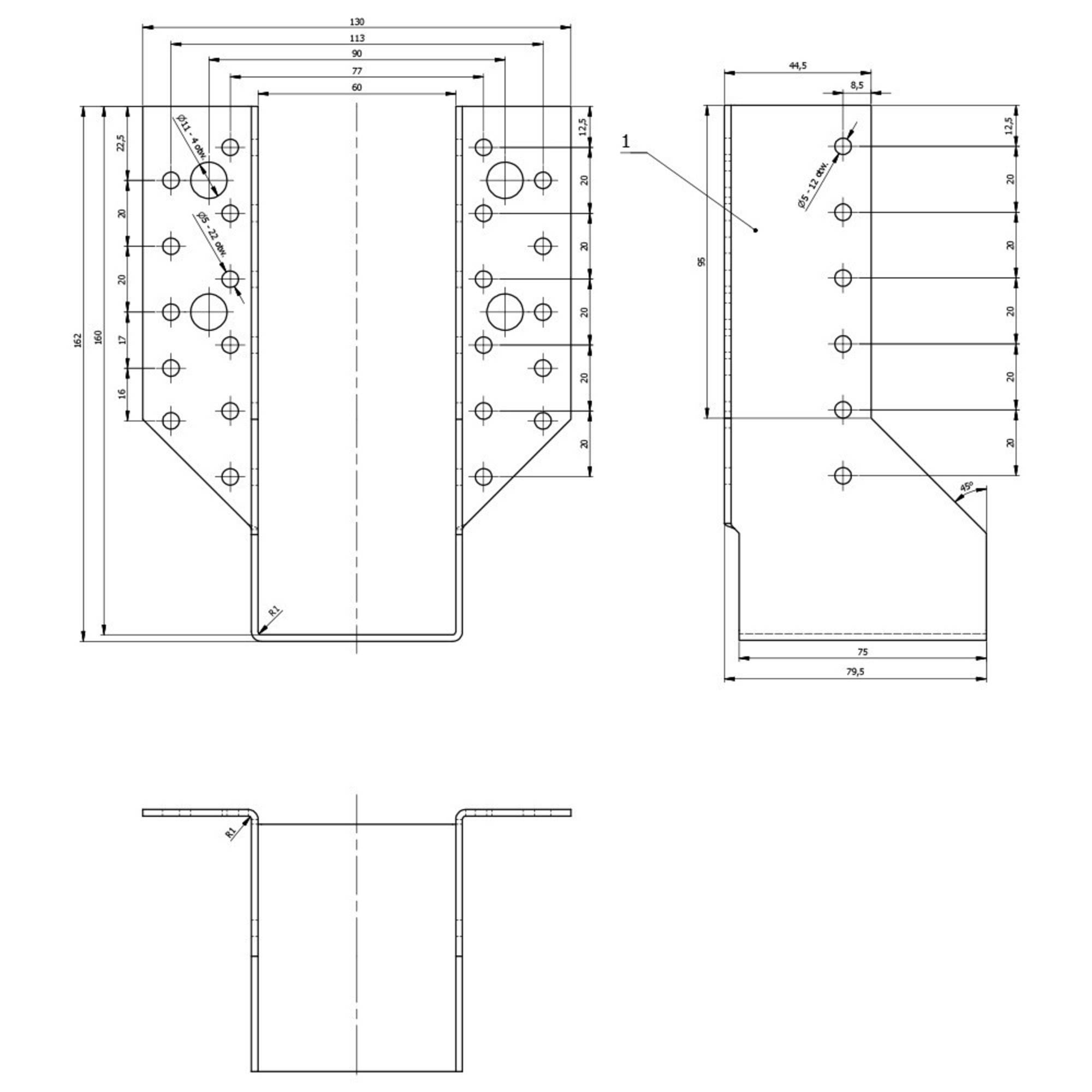 10 Sabots de charpente à ailes extérieures Connecteurs de poutres - Acier galvanisé - Larg 60 x Ht 162 mm - Fabriqué en Europe - 2