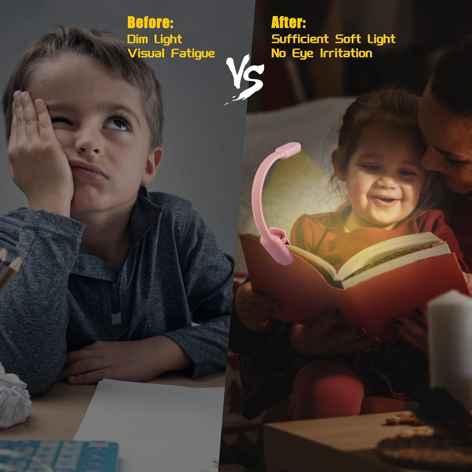 Confezione Da 2 Luci Da Lettura A Clip Con LED Ricaricabili Per Libri - 3 Tonalità Di Colore (caldo, Freddo, Combinato), Braccio Flessibile A 360°, Batteria 600 MAh Per 10 Ore Di Autonomia, Leggere