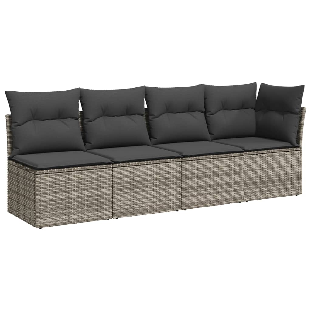 Set Divano da Giardino 9 pz con Cuscini Grigio in Polyrattan vidaXL - 5