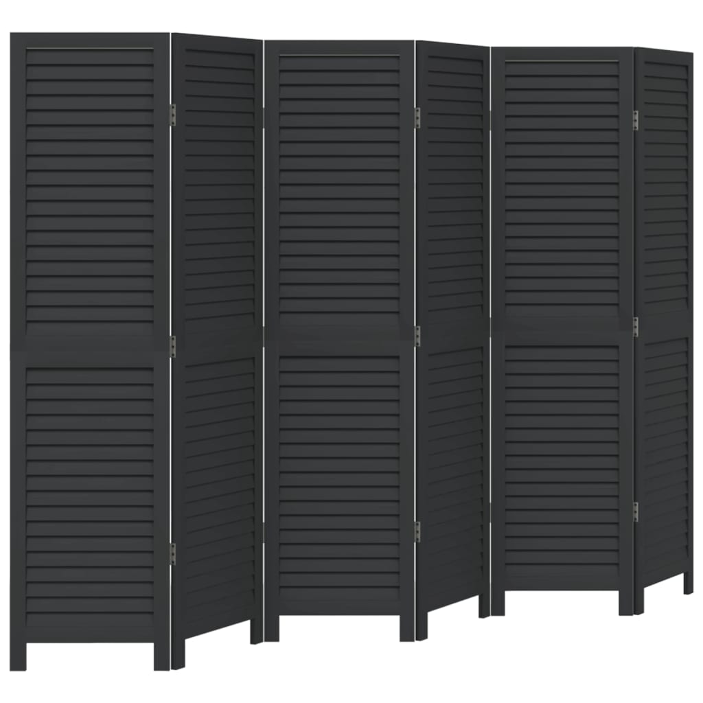 Biombo separador de 6 paneles | biombo divisor | paravientos madera maciza paulownia negro cfw50666
