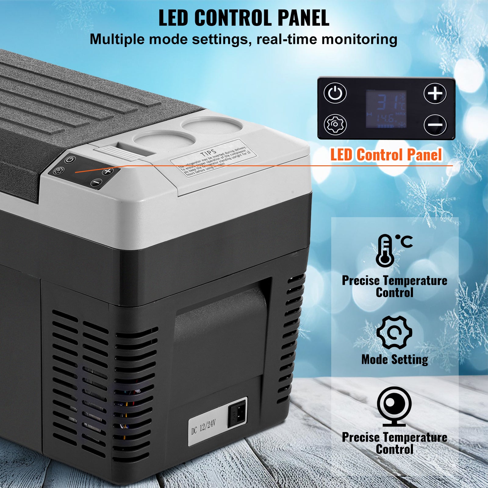 Réfrigérateur Portable VEVOR à Compression 25 L,Mini Frigo Voiture 12/24 V CC 100-240 V CA,Glacière à Zone Unique, -20 °C à 20 °C Température Réglable - 4