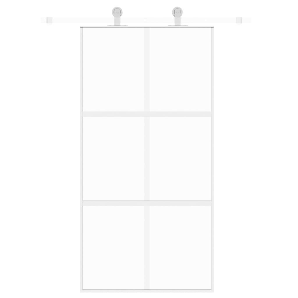Puerta corredera | Puerta de la cocina vidrio templado y aluminio blanca 102,5x205 cm CFW31128 - 3
