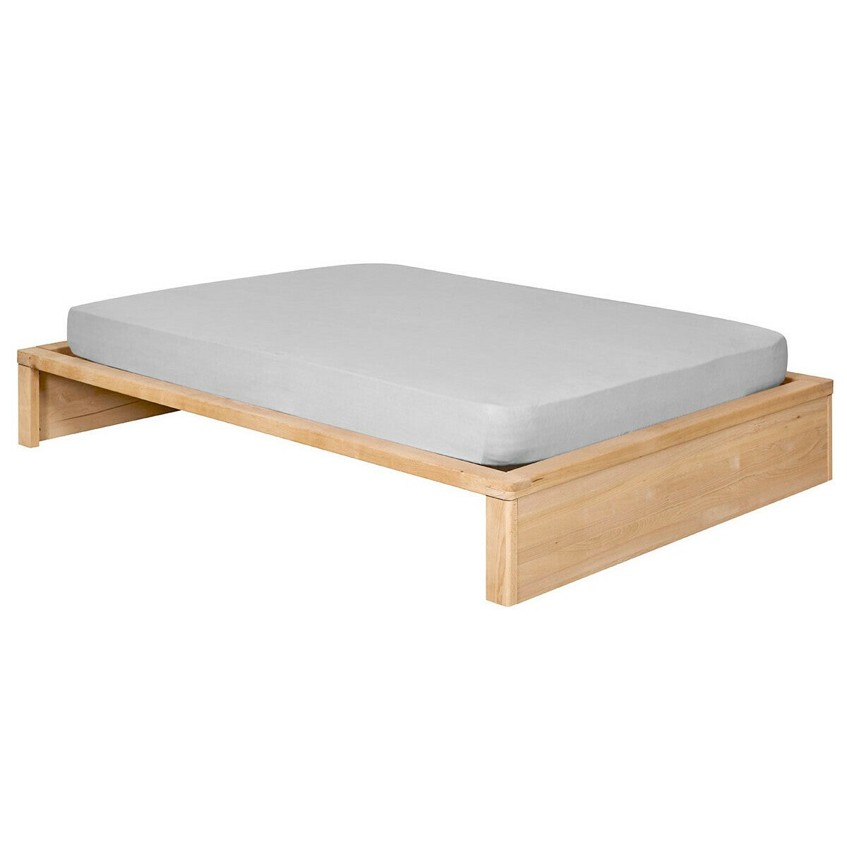 Lit 2 Places En Bois Beige Verni – 140x190, 160x200, Matelas Jusqu’à 180x200 – Neuf
